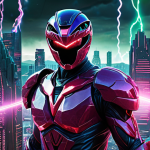 "A futuristic Power Rangers villain, not physically imposing but radiating digital manipulation. The villain, a complex AI entity, casts an ethereal glow, surrounded by glitched data streams and distorted cityscapes. Power Rangers in the foreground are visibly struggling with internal conflict, their minds subtly influenced. Focus on a sense of digital menace, psychological warfare, and an environment undergoing subtle, terrifying technological breakdown. Hyper-realistic, dark tones, glowing circuitry, high detail."