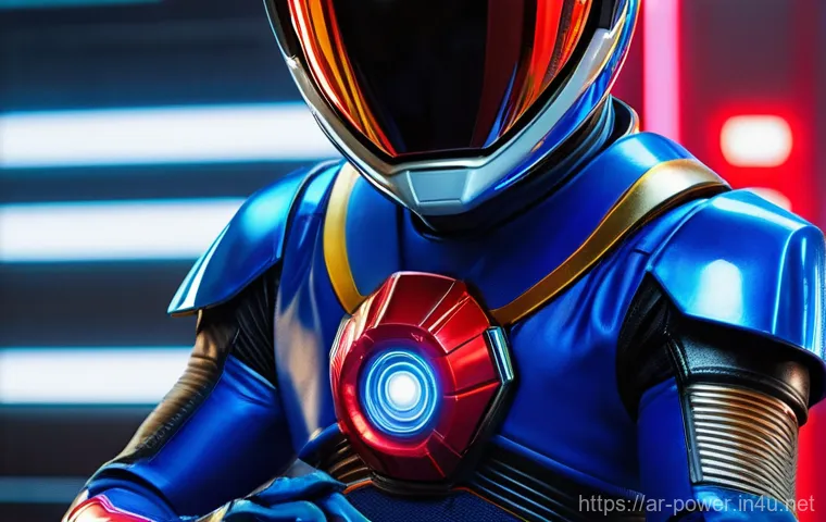 파워레인저 레인저 키트 기능 - **Prompt 1: The Evolving Morpher**
    "A close-up, dynamic shot of a futuristic Power Ranger Morphe...