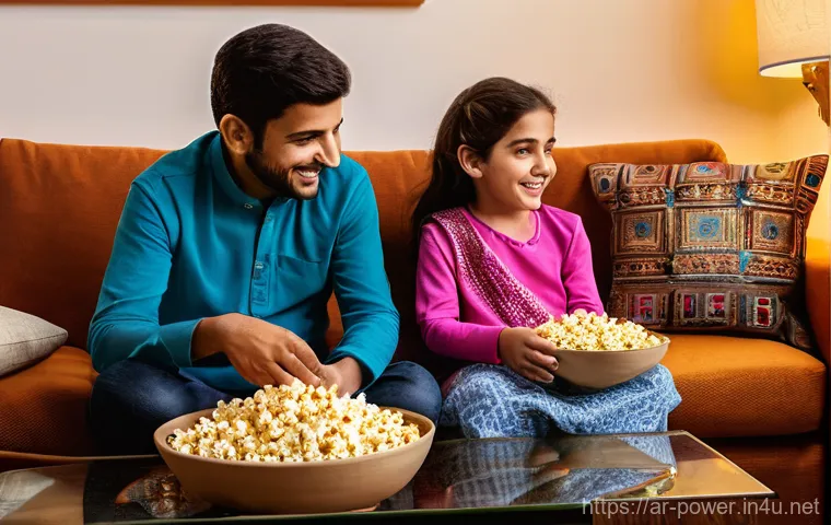파워레인저 넷플릭스 스트리밍 - **Prompt:** A cozy, warm living room in an Arab household. A multi-generational family (parents in t...