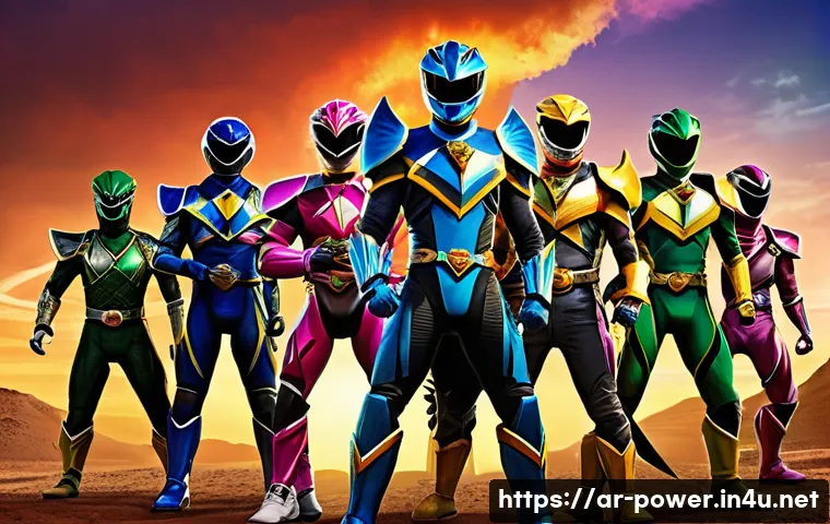 파워레인저 빌런 팀 구성 - A dynamic scene depicting a diverse villain team from Power Rangers Dino Charge, featuring Serpentor...